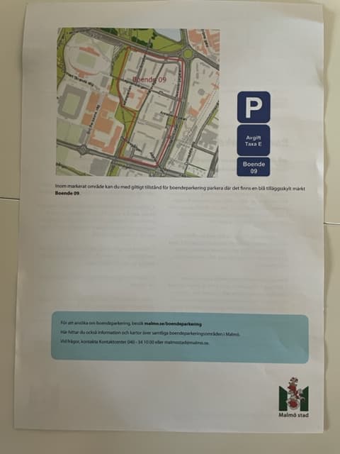 Karta över område för boendeparkering inom Borgmästargården.